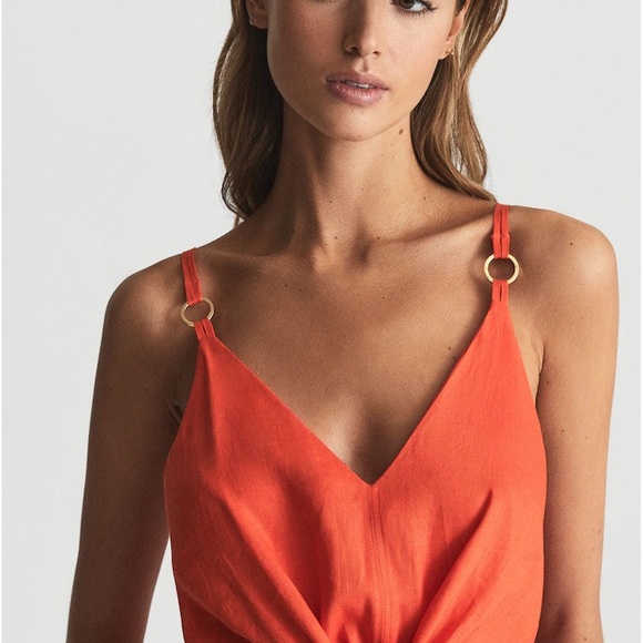 REISS RARE Sunset color
LINEN SIDE TIE MIDI DRESS - Picture 5 of 7